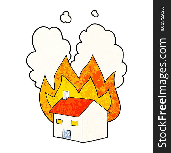 cartoon burning house. cartoon burning house
