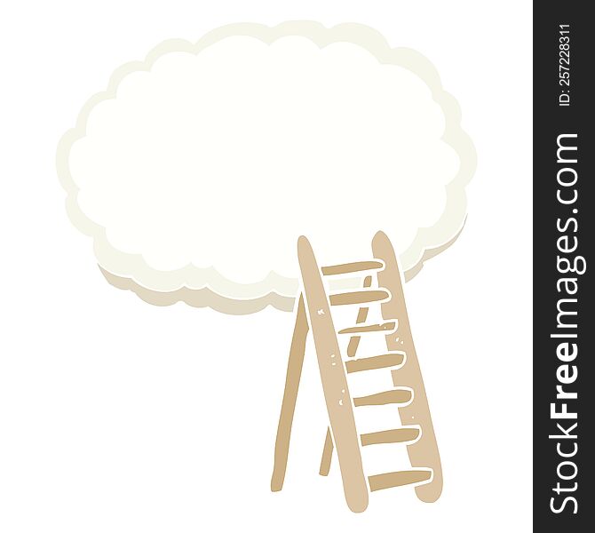 flat color illustration of a cartoon ladder to heaven