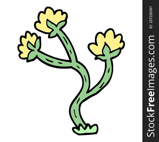 hand drawn doodle style cartoon wildflower