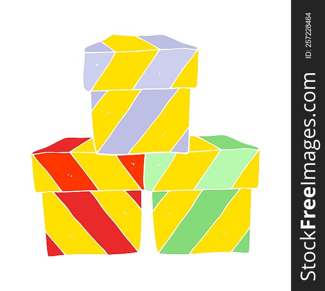 flat color illustration of gift boxes. flat color illustration of gift boxes