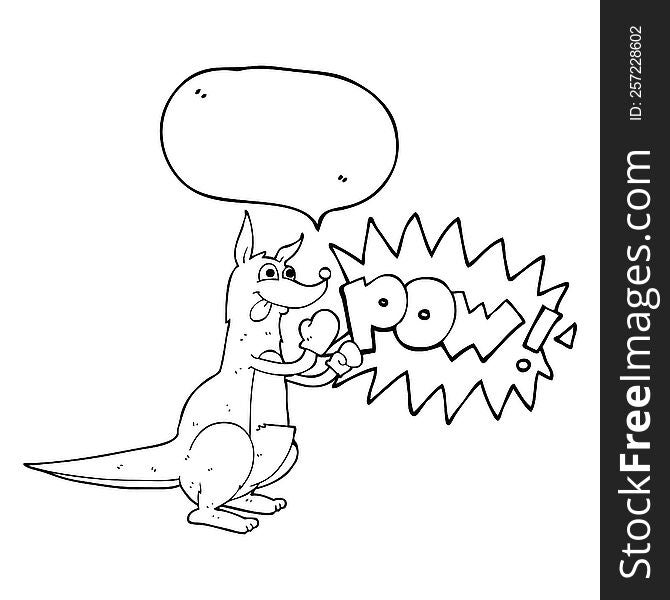 freehand drawn speech bubble cartoon boxing kangaroo