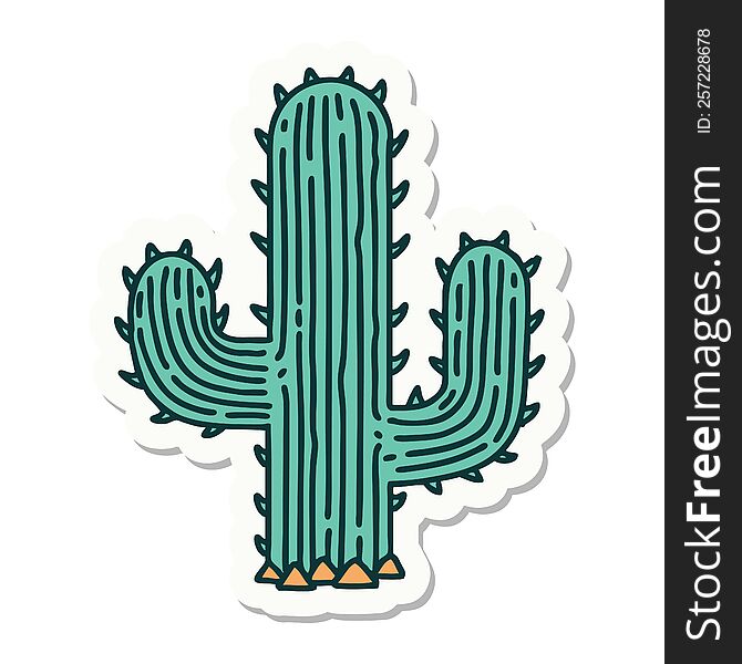 sticker of tattoo in traditional style of a cactus. sticker of tattoo in traditional style of a cactus