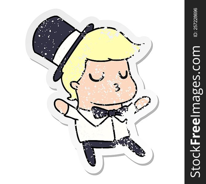 distressed sticker cartoon of kawaii cute prom boy