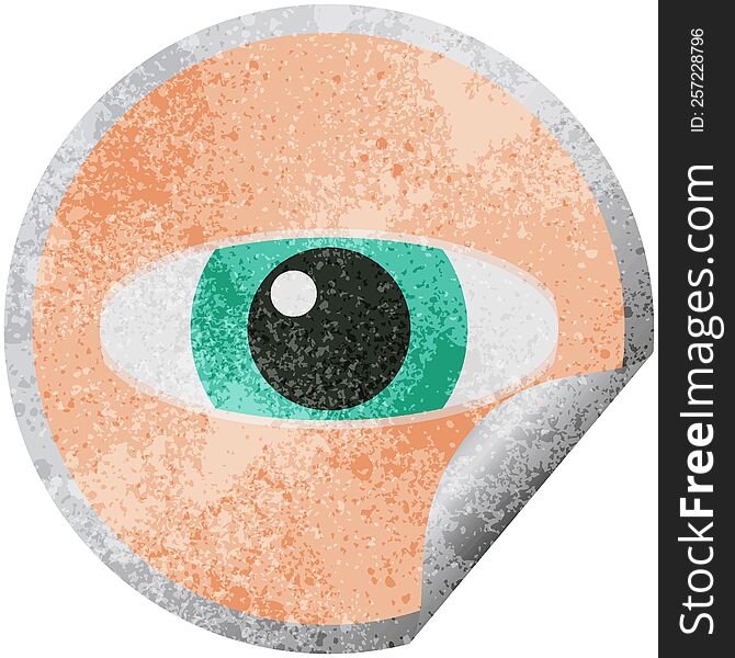 staring eye graphic vector illustration circular sticker. staring eye graphic vector illustration circular sticker