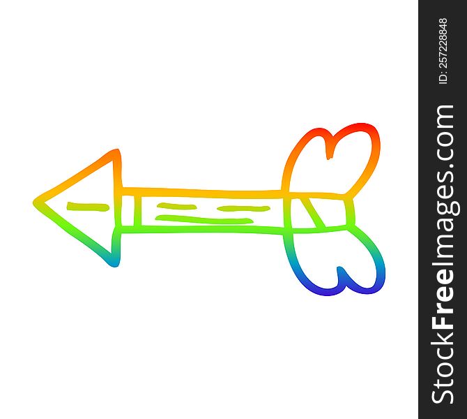 Rainbow Gradient Line Drawing Cartoon Arrow Flying