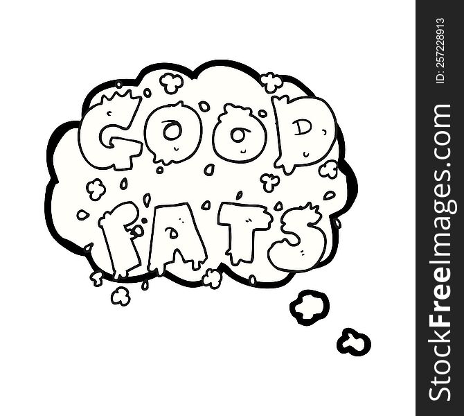 freehand drawn thought bubble cartoon good fats sign