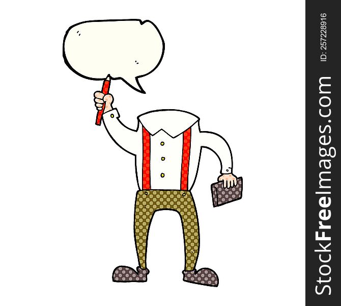 Comic Book Speech Bubble Cartoon Headless Body With Notepad And Pen (add Own Photos