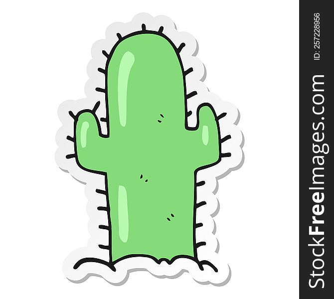 Sticker Of A Cartoon Cactus