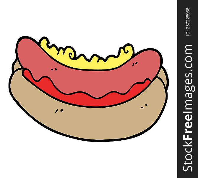 Cartoon Doodle Hotdog In A Bun