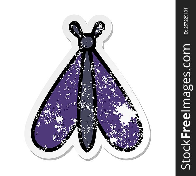 distressed sticker of a cute cartoon moth bug