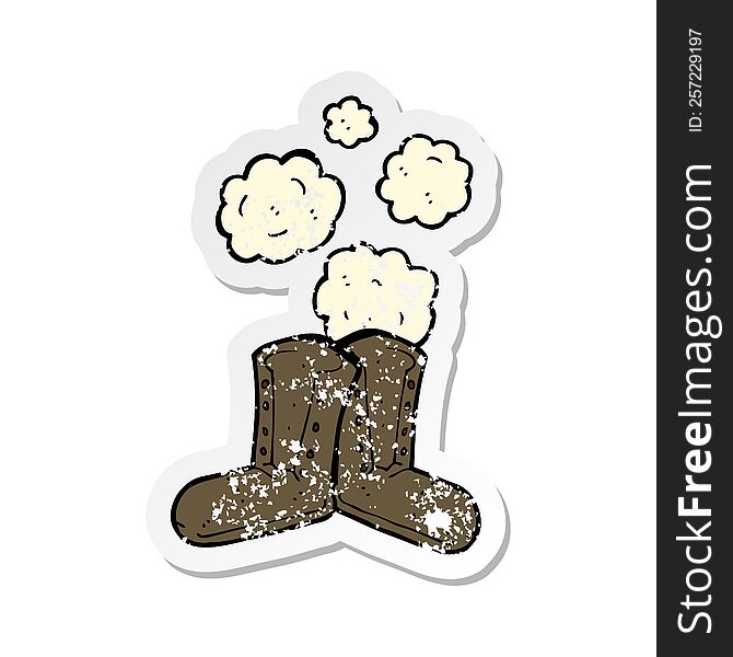 retro distressed sticker of a old boots cartoon