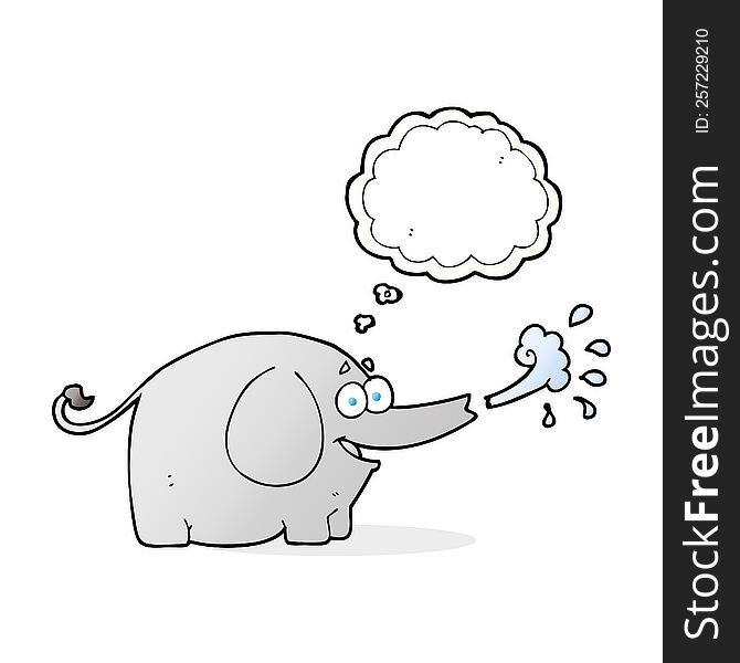 Thought Bubble Cartoon Elephant Squirting Water