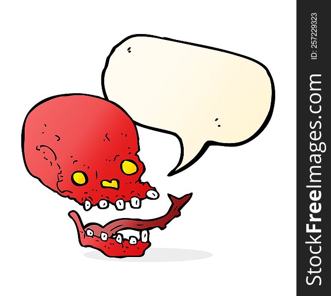 cartoon spooky skull with speech bubble