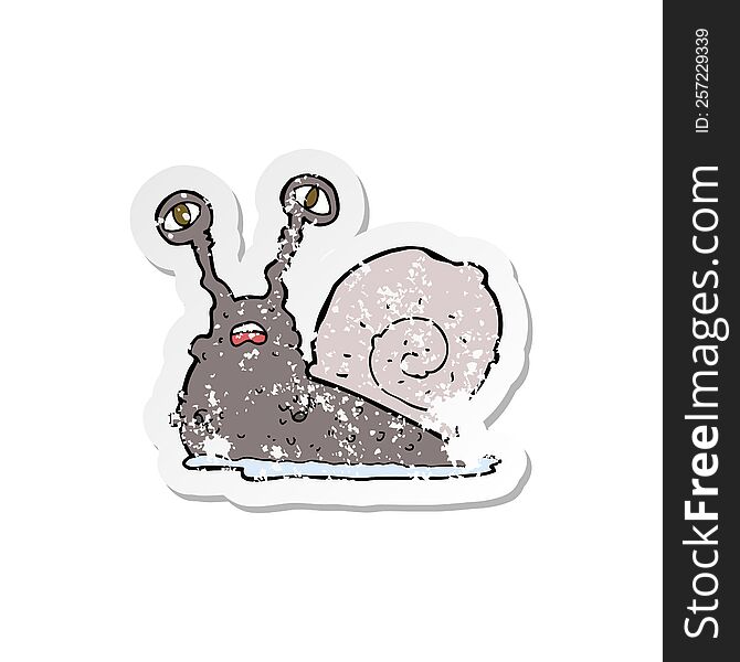 Retro Distressed Sticker Of A Cartoon Gross Snail