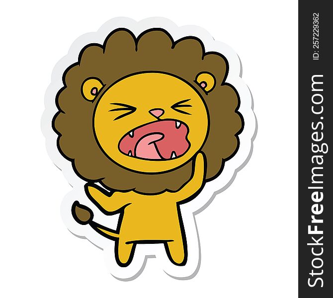Sticker Of A Cartoon Angry Lion
