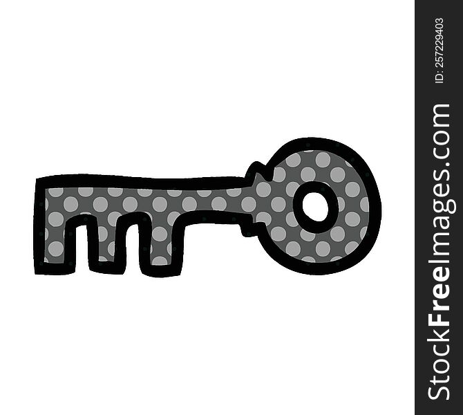 Cartoon Doodle Of A Brass Key