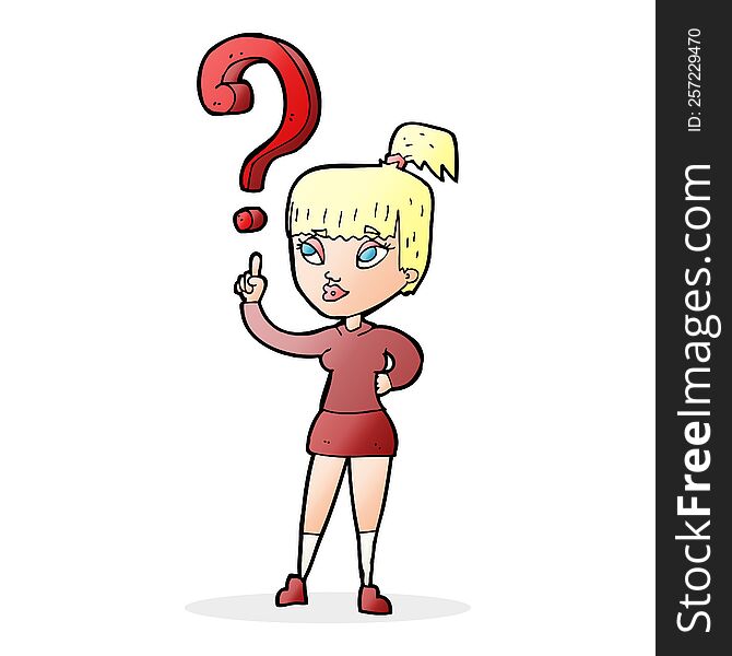 Cartoon Woman With Question