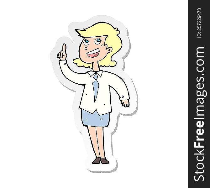 sticker of a cartoon businesswoman with idea