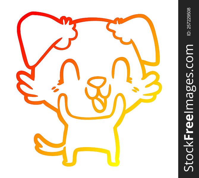 Warm Gradient Line Drawing Laughing Cartoon Dog