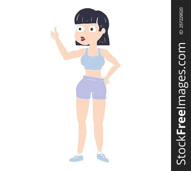 flat color illustration of gym woman. flat color illustration of gym woman