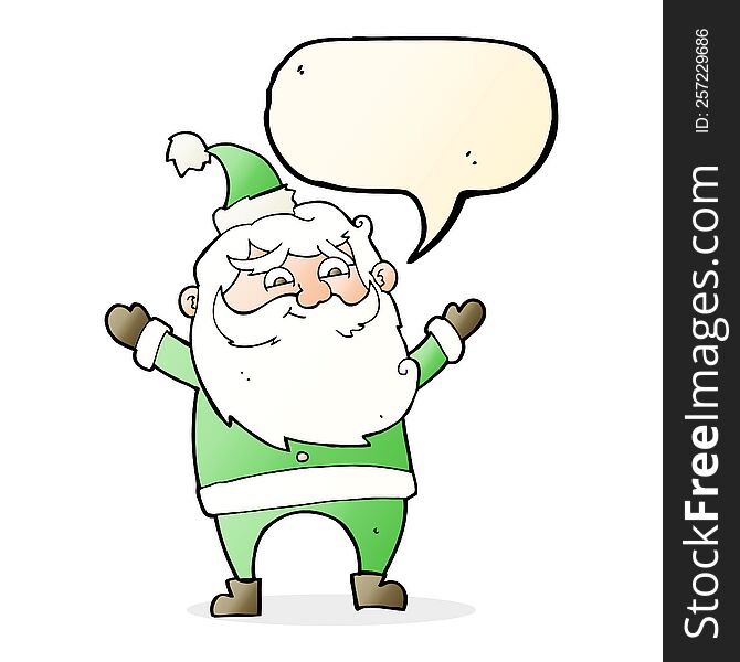 Cartoon Happy Santa Claus With Speech Bubble