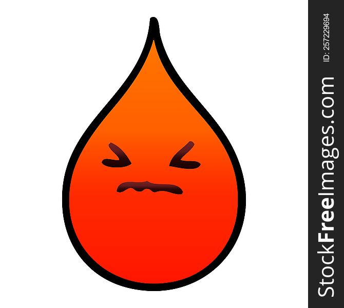 gradient shaded quirky cartoon emotional blood drop. gradient shaded quirky cartoon emotional blood drop