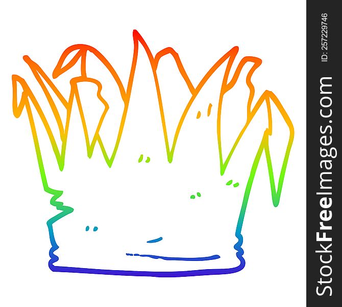rainbow gradient line drawing of a cartoon xmas party hat