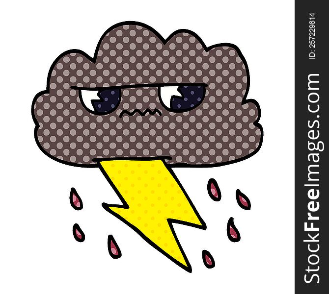 Cartoon Doodle Angry Storm Cloud