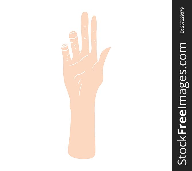 flat color illustration of reaching hand. flat color illustration of reaching hand