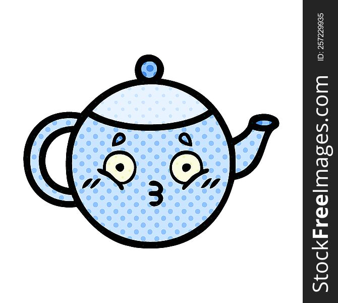 comic book style cartoon of a tea pot