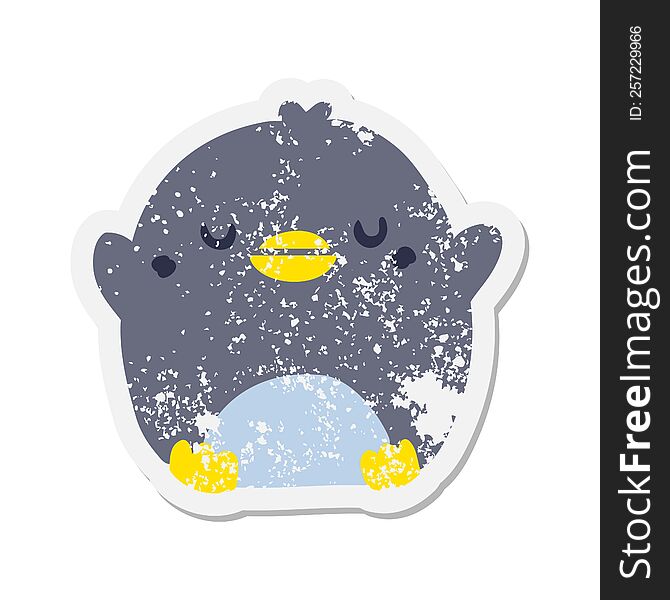 Cartoon Penguin Grunge Sticker