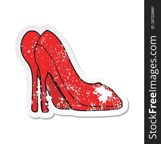 retro distressed sticker of a cartoon high heel shoes