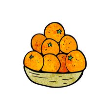 Cartoon Bowl Of Oranges Royalty Free Stock Photos