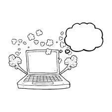 Thought Bubble Cartoon Laptop Computer Fault Stock Photography