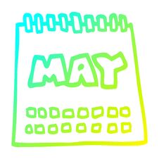 Cold Gradient Line Drawing Cartoon Calendar Showing Month Of May Stock Photo
