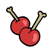 Cartoon Doodle Red Cherries Stock Photos