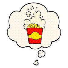 Cartoon Popcorn And Thought Bubble In Comic Book Style Royalty Free Stock Photography
