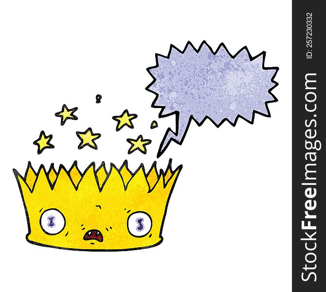 freehand speech bubble textured cartoon magic crown