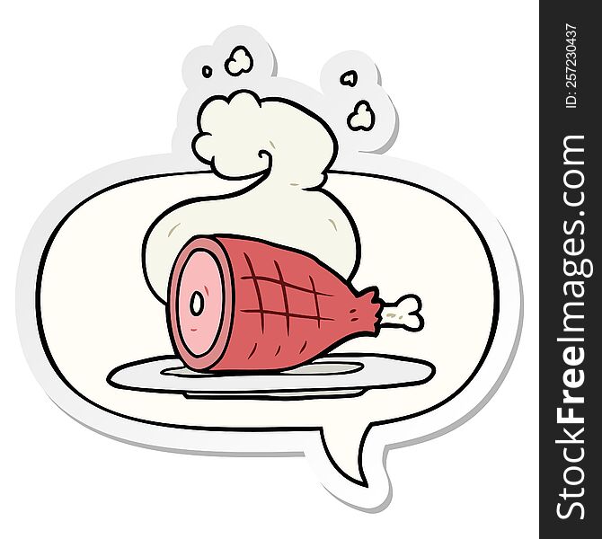 cartoon cooked meat with speech bubble sticker
