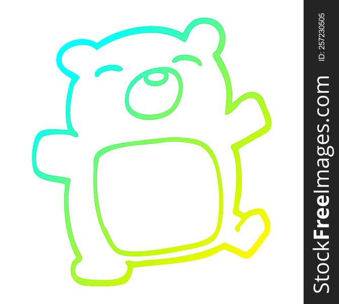 cold gradient line drawing of a cartoon teddy bear