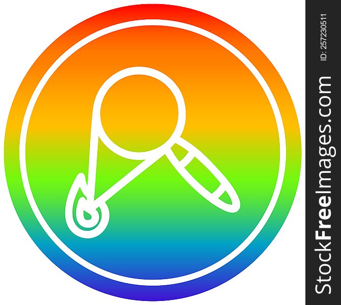 magnifying glass burning circular icon with rainbow gradient finish. magnifying glass burning circular icon with rainbow gradient finish