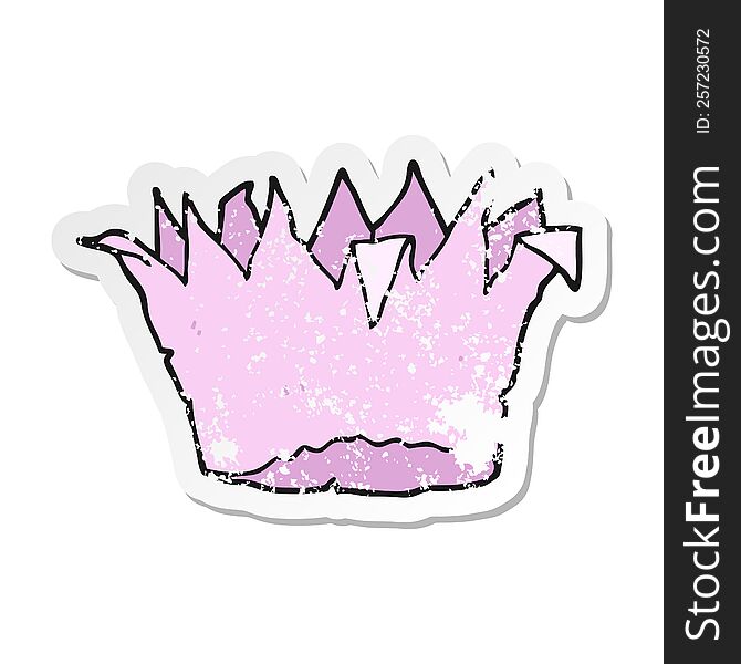 distressed sticker of a cartoon paper crown