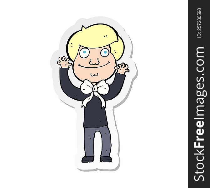 Sticker Of A Cartoon Man Wearing Bow Tie