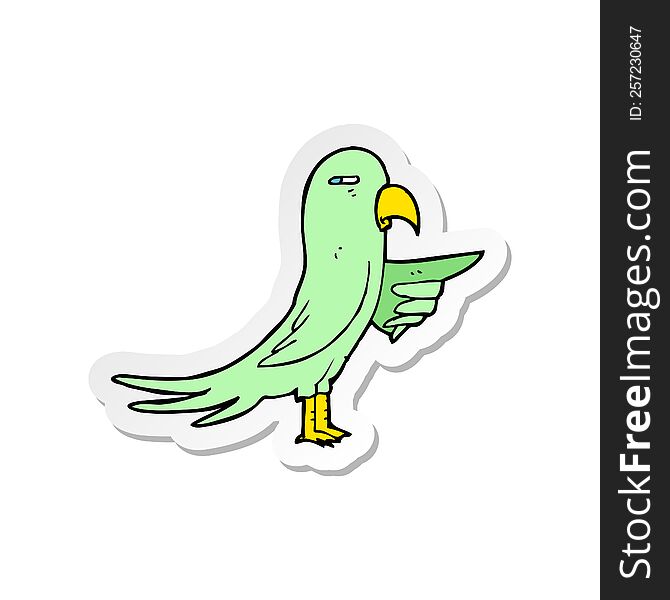 Sticker Of A Cartoon Parrot