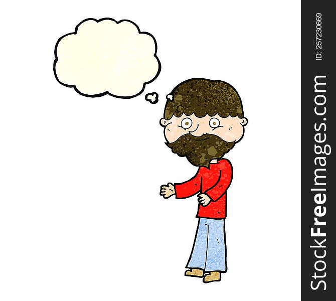 Cartoon Happy Bearded Man With Thought Bubble