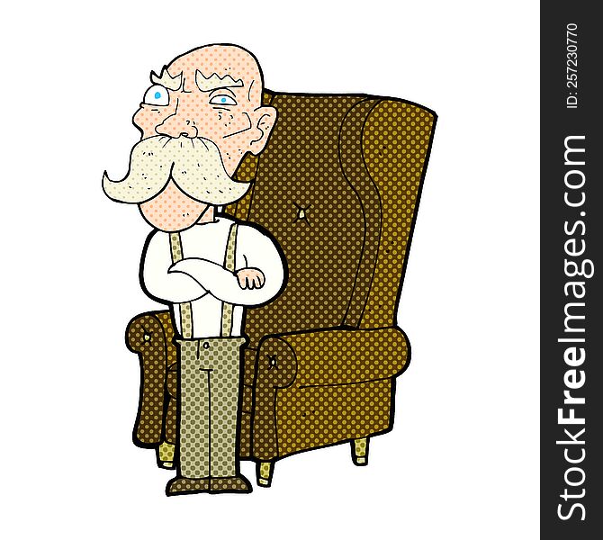 cartoon old man and chair