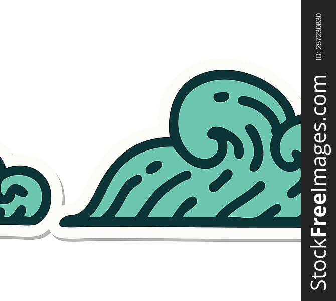 sticker of tattoo in traditional style of clouds. sticker of tattoo in traditional style of clouds