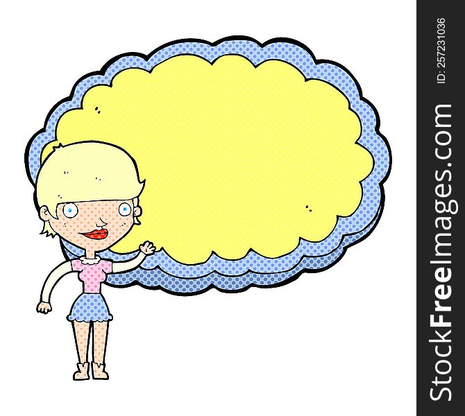 Cartoon Woman With Space Text Cloud