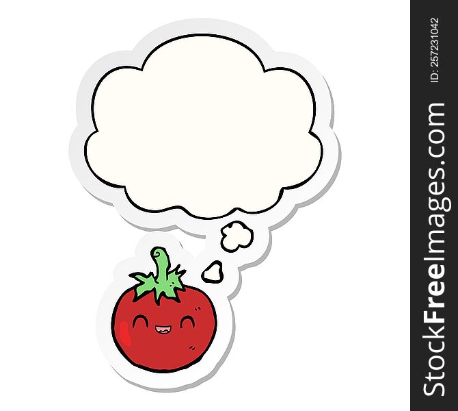 Cute Cartoon Tomato And Thought Bubble As A Printed Sticker