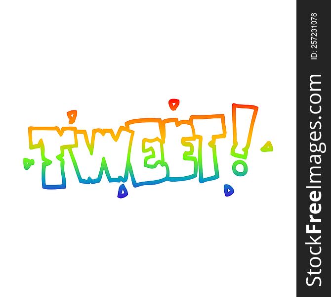rainbow gradient line drawing of a cartoon bird tweet